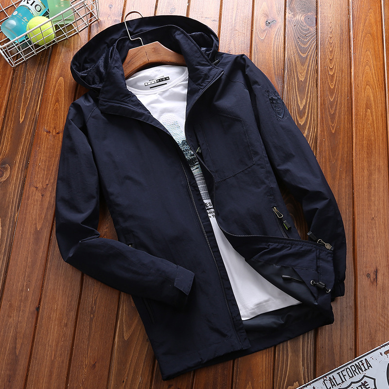 Herren Windbreaker Leicht Atmungsaktiv Kapuze Relaxed Fit