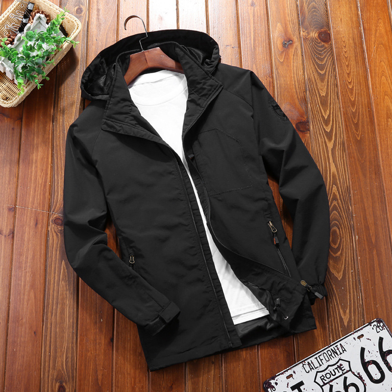 Herren Windbreaker Leicht Atmungsaktiv Kapuze Relaxed Fit