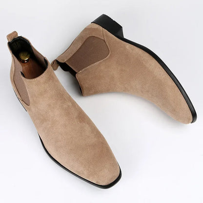 Herren Chelsea Boots Spitze Form Elastisch Schwarz - Eveloria