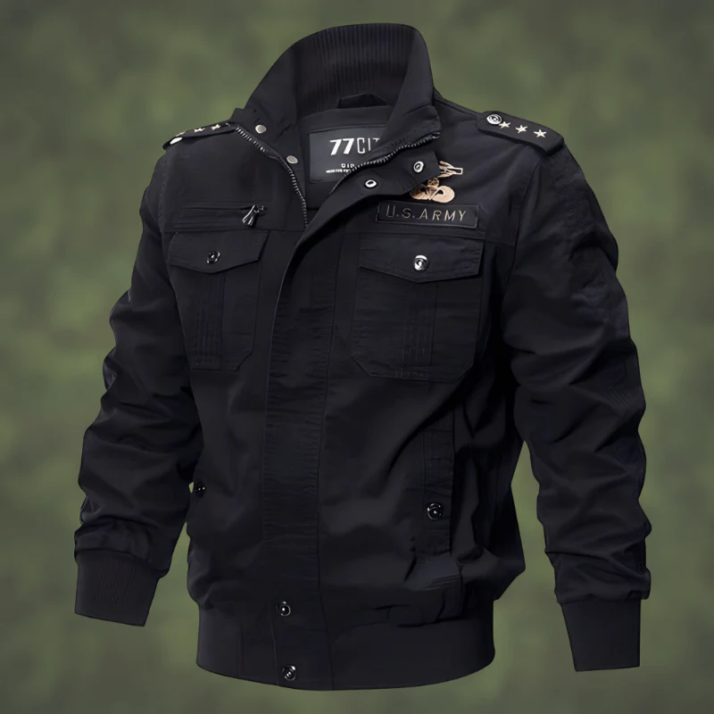 Herrn Bomberjacke Regular Fit Utility-Taschen Militärdesign