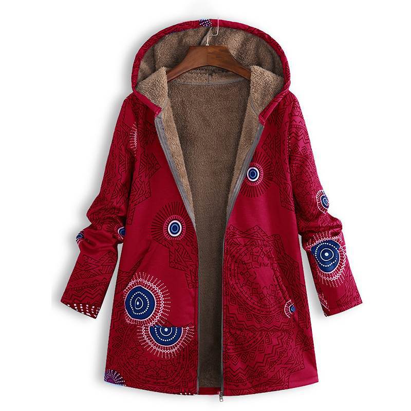 Eveloria Damen Vintage Jacke Bedruckt
