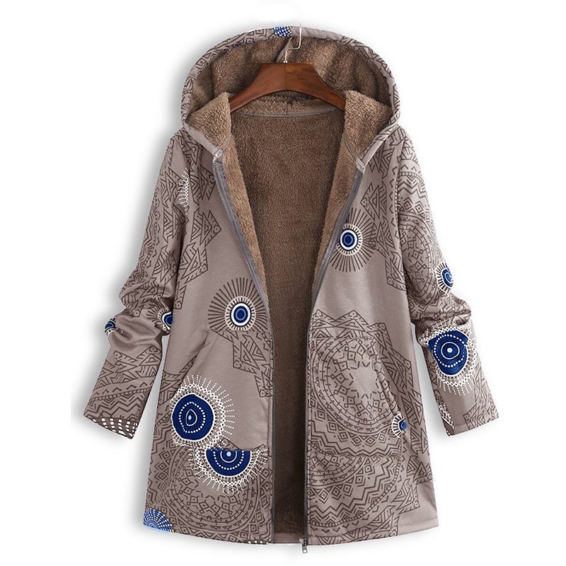Eveloria Damen Vintage Jacke Bedruckt