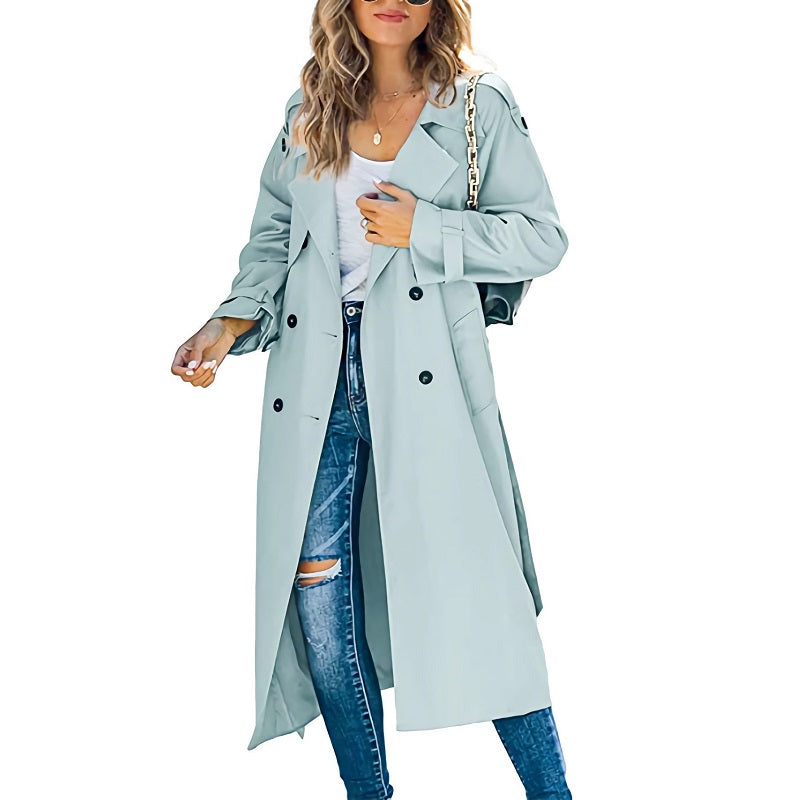 Damen Lässiger Trenchcoat mit Knöpfen