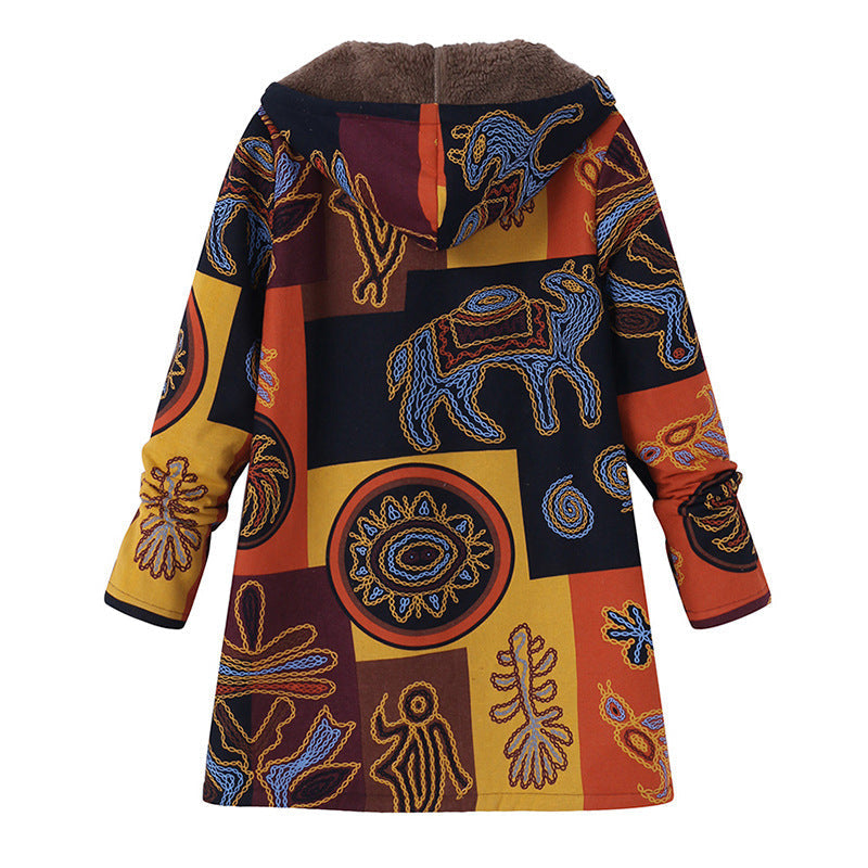 Eveloria Damen Vintage Jacke Bedruckt