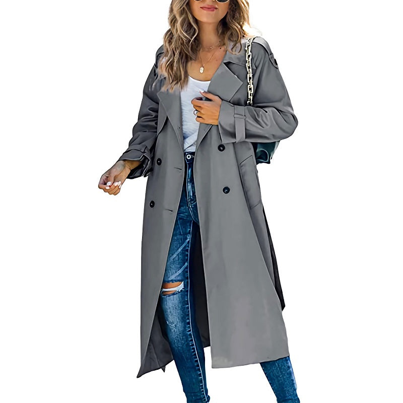 Damen Lässiger Trenchcoat mit Knöpfen