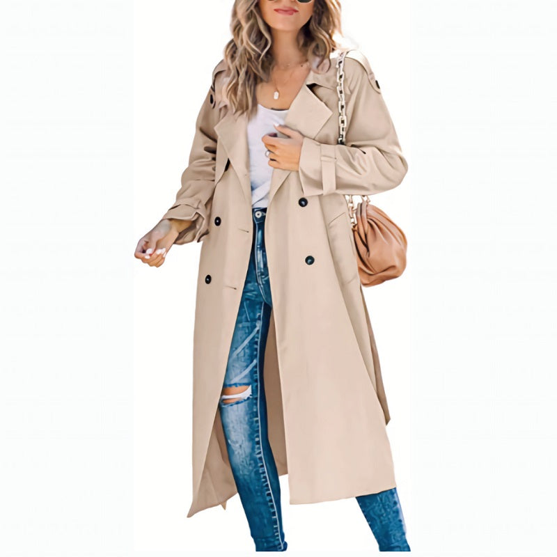 Damen Lässiger Trenchcoat mit Knöpfen