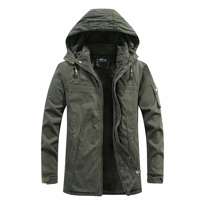 Herren Winterjacke Sherpa-Futter Kapuze Relaxed Fit