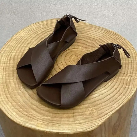 Eveloria Damen Sandalen Indisch Stil Leder Braun - Eveloria