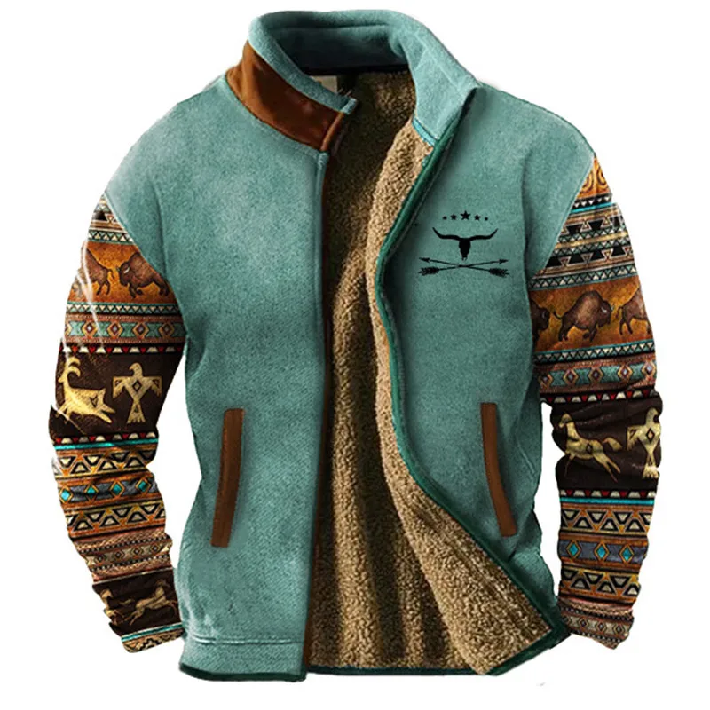 Herren Winterjacke Fleece-Futter Stehkragen