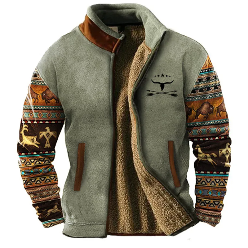 Herren Winterjacke Fleece-Futter Stehkragen