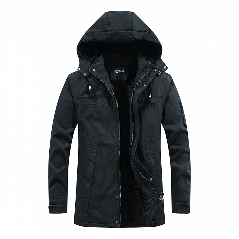 Herren Winterjacke Sherpa-Futter Kapuze Relaxed Fit