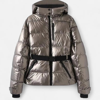 Damen Steppjacke Kapuze Tailliert Warm