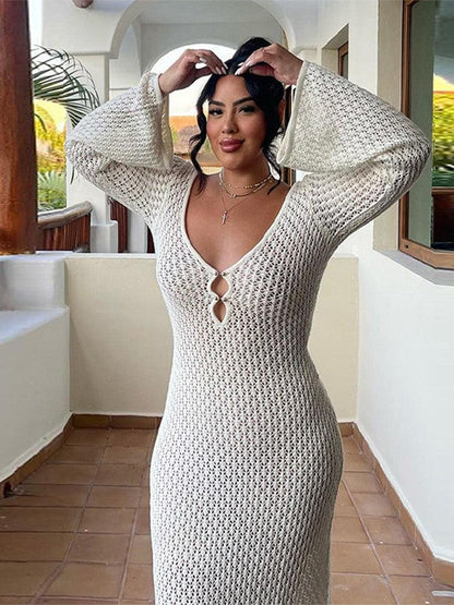 Eveloria Damen Durchsichtiges V-Ausschnitt Kleid