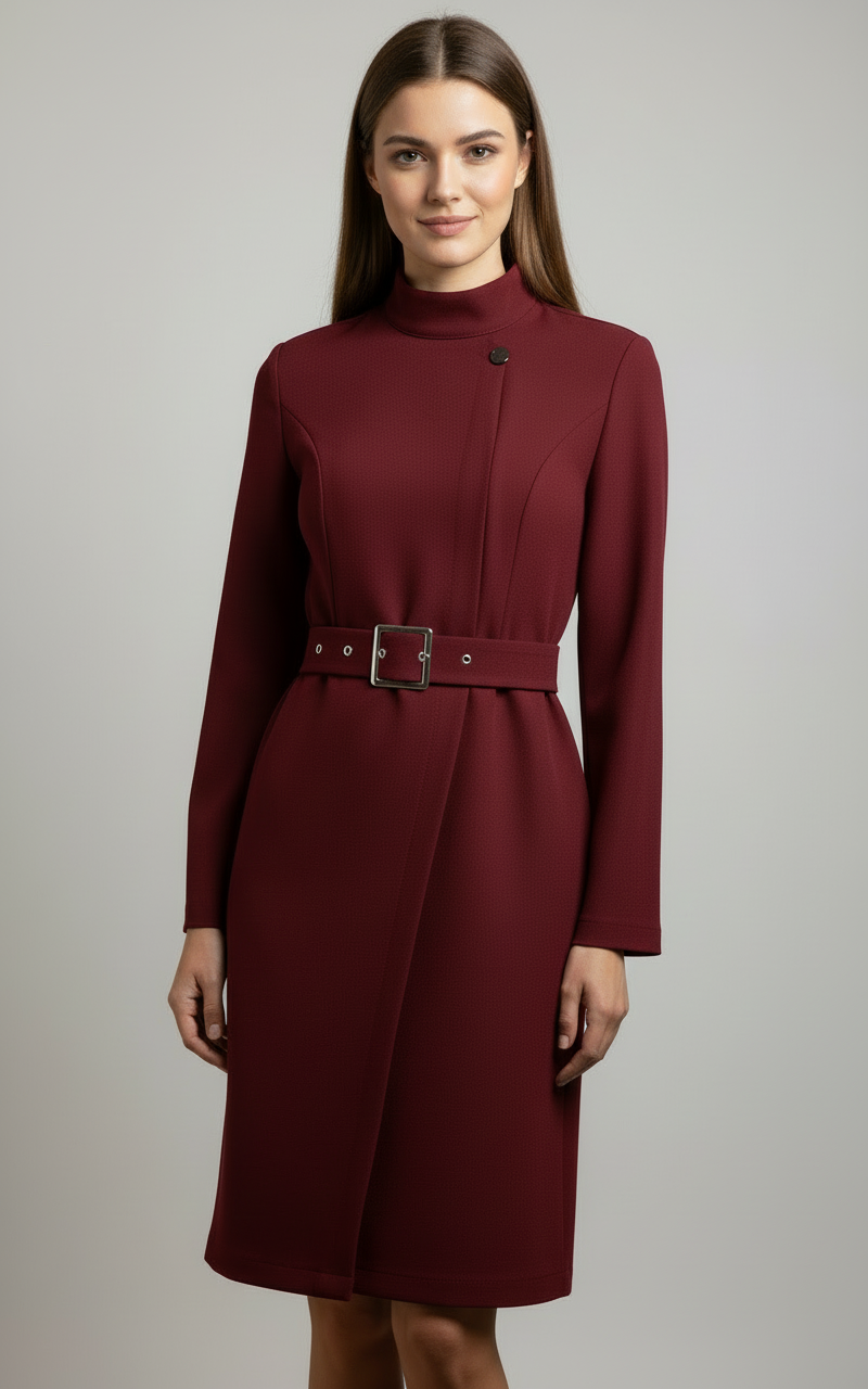 Damen Wintermidikleid Mantelstil