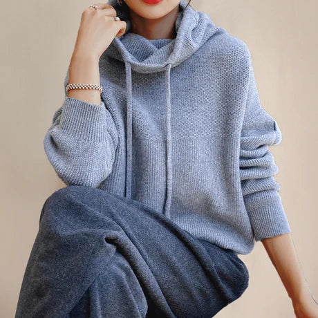 Damen Pullover Weiches Strickmaterial Relaxed Fit Hochkragen Beige