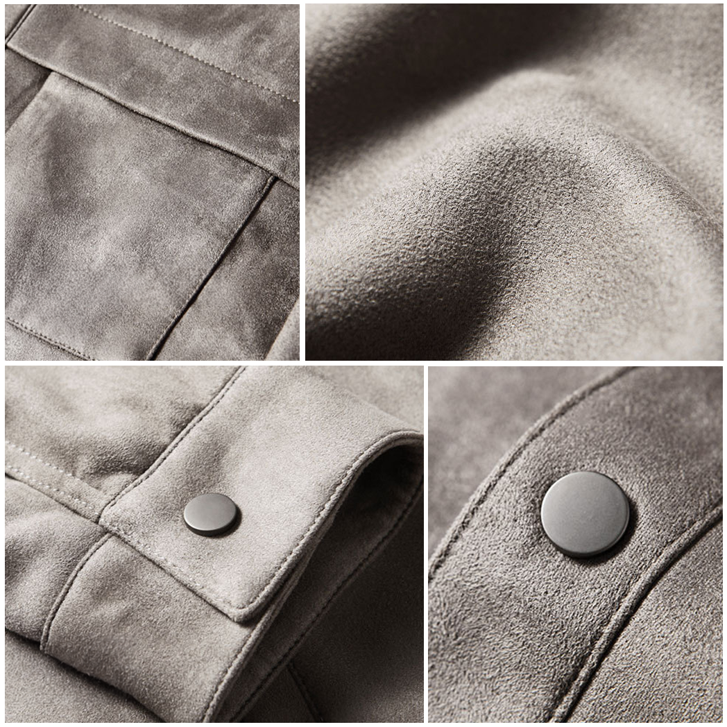 Eveloria Herren Wildlederjacke Elegantes Design Braun