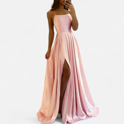 Damen Hochzeitsgastkleid Maxikleid mit Schlitz