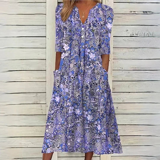 Eveloria Damen Blumen-Midikleid Hannah