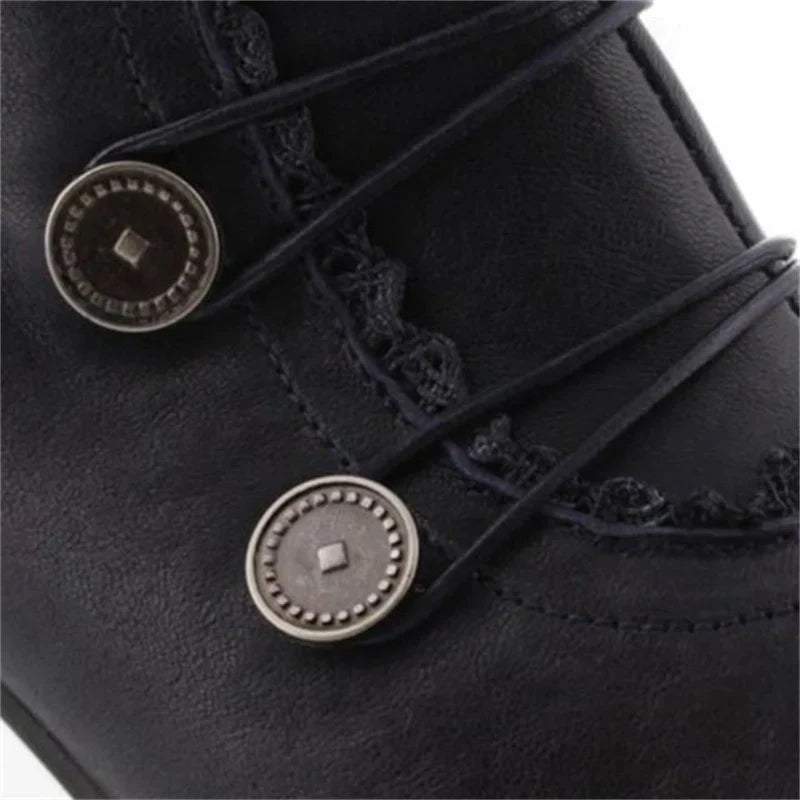 Damen Viktorianische Schnür-Stiefeletten Spitzenbesatz - Eveloria