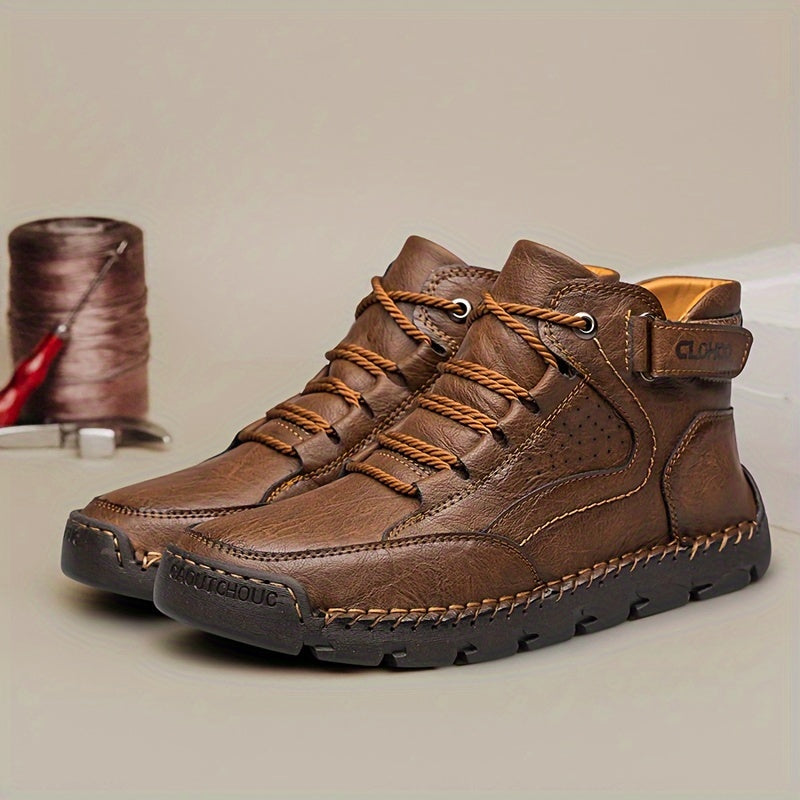 Herren Winterschuhe Knöchelhoch Schnürung Klettverschluss Schwarz - Eveloria