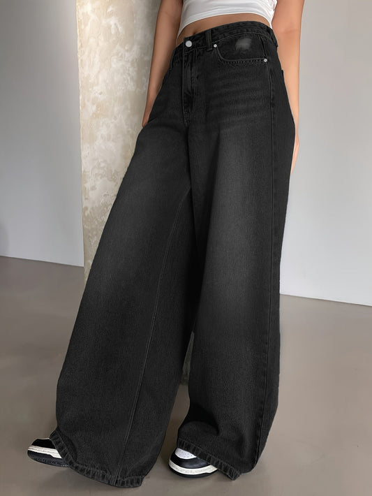 Damen Baggy Jeans High Waist Weit Bein - Eveloria