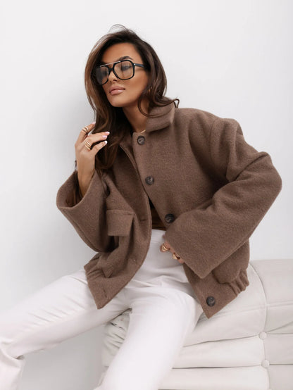 Damen Kurzjacke Große Taschen Alltag