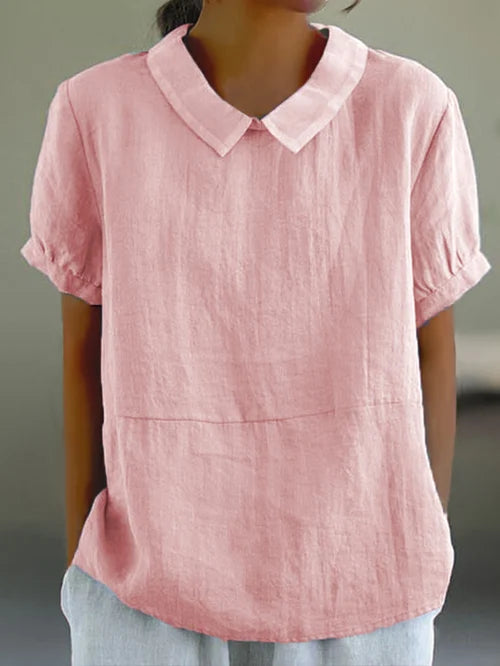 Eveloria Damen Bluse Baumwolle Einfarbig