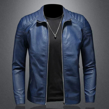 Herren Lederjacke Biker-Stil Reißverschluss