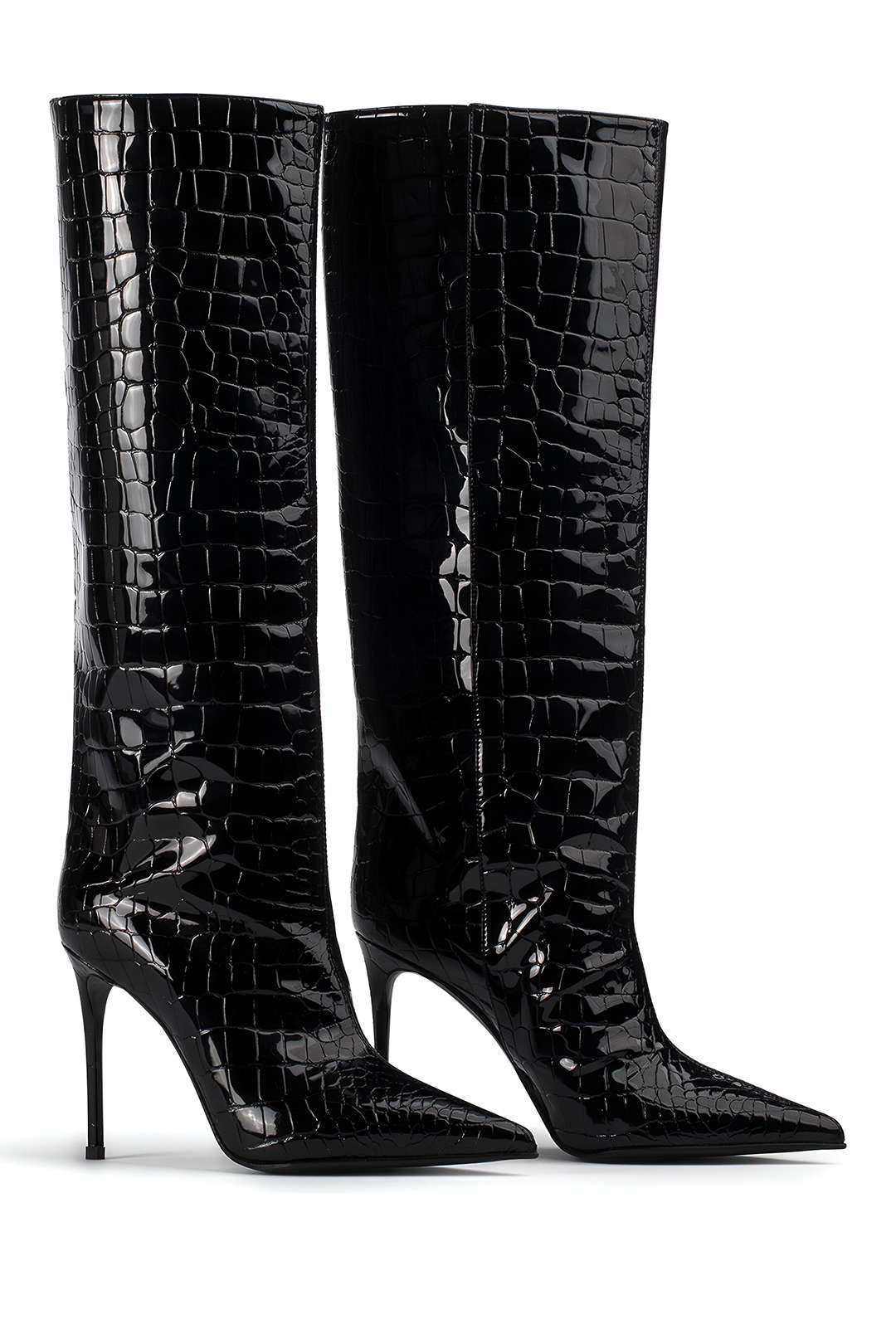 Damen Croco-Leder-Stiefel Stiletto-Absatz - Norvielle