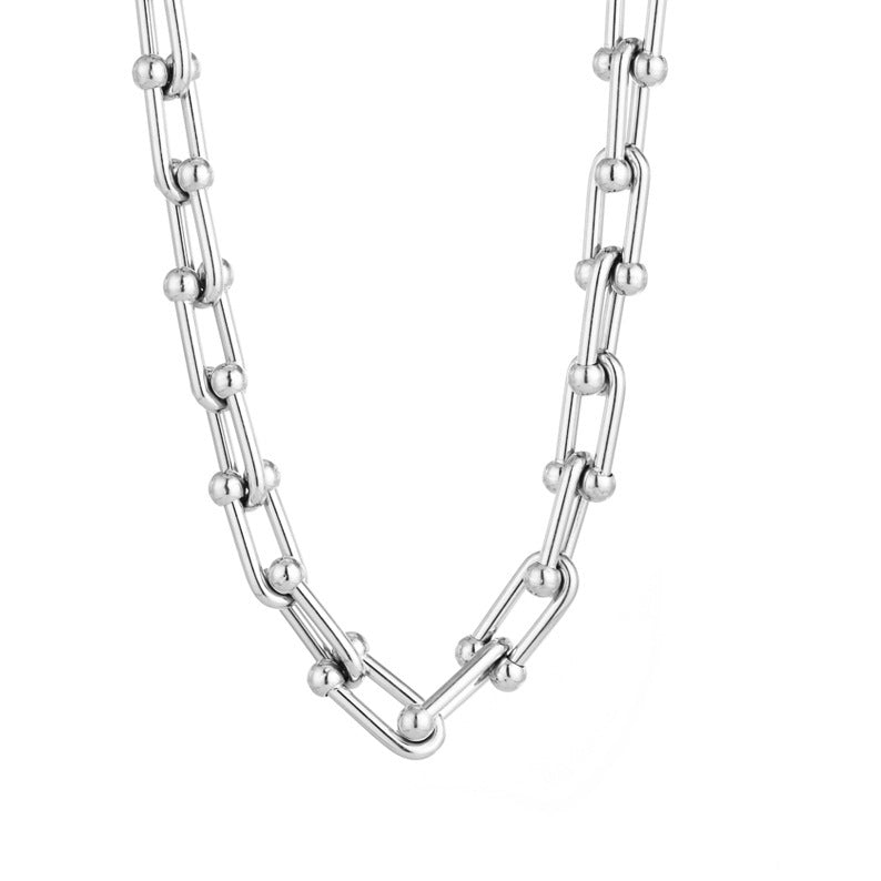 Eveloria Damen Halskette Hufeisenform U-Verschluss Dicke Kette