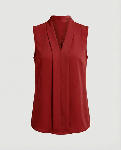 Damen Ärmelloses Sommertop Stoff Elegant Weißen