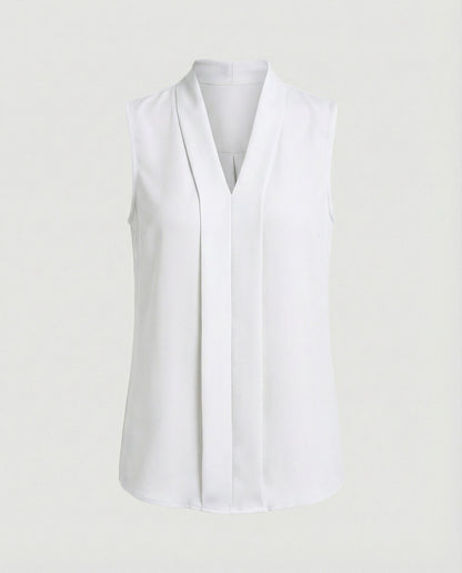 Damen Ärmelloses Sommertop Stoff Elegant Weißen