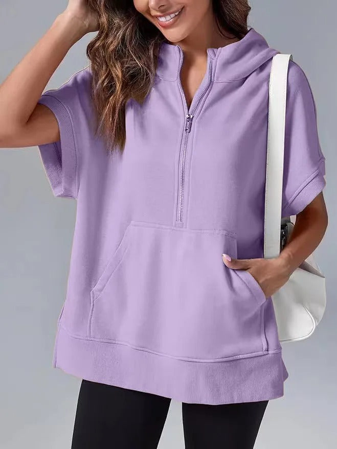 Eveloria Damen Kapuzenpullover Kurzarm Lässig