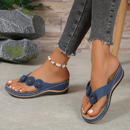 Damen Sommer-Slipper Bequeme Zehensteg-Sandalen Robust