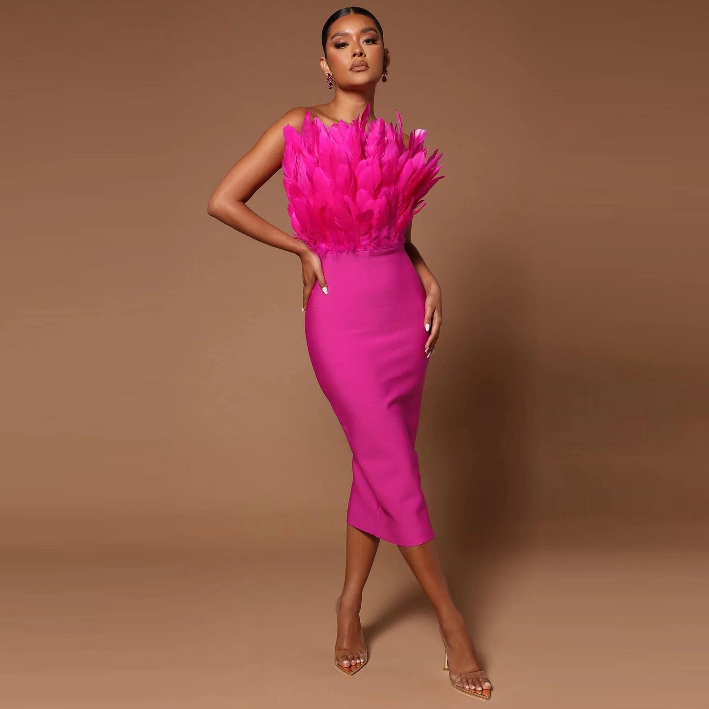 Eveloria Damen Kleid Federtop Anmutig