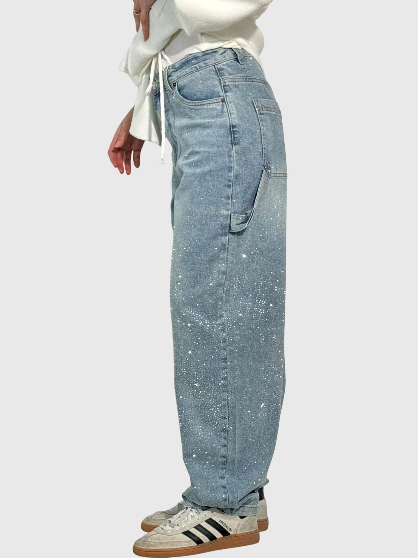 Damen Glänzende Diamant Jeans Hose