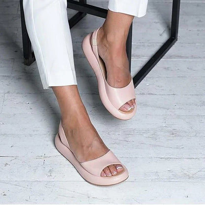 Damen Bequeme Sandalen aus Leder schlicht