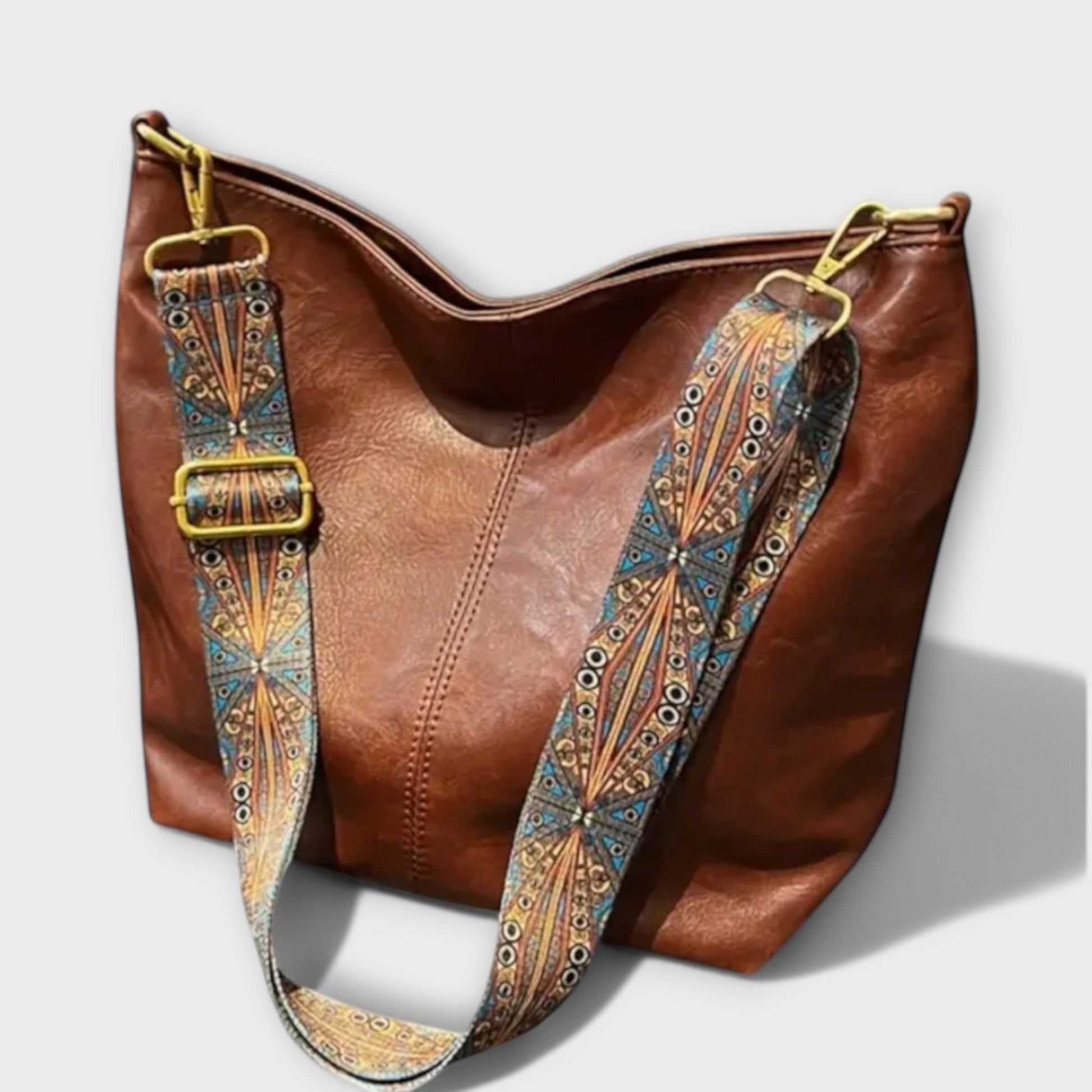 Damen Schultertasche Einzigartiger Riemen Braun - Eveloria