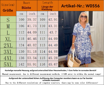 Eveloria Damen Kleid V-Ausschnitt Print Übergröße