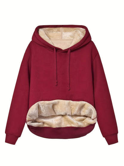 Eveloria Damen Fleece-Hoodie Warm Beige