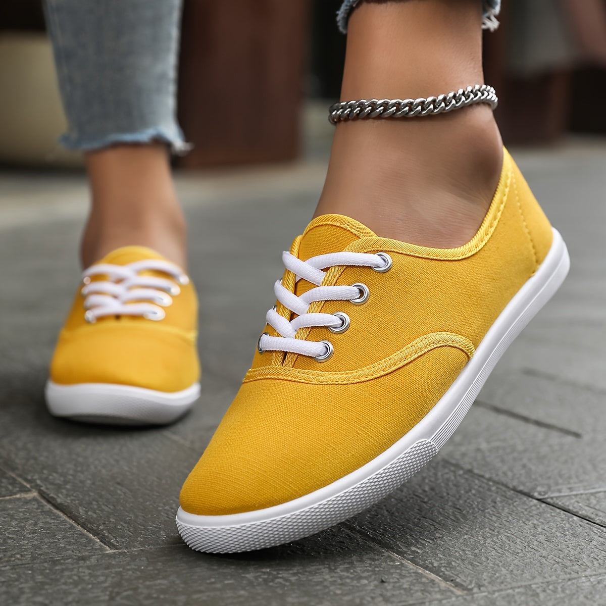 Eveloria Damen Niedrige Canvas Schnürschuhe Bequem