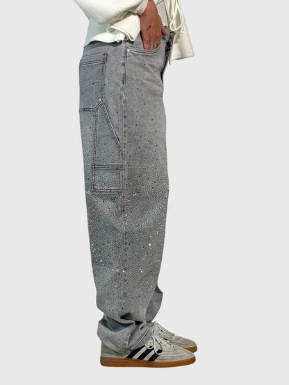 Damen Glänzende Diamant Jeans Hose