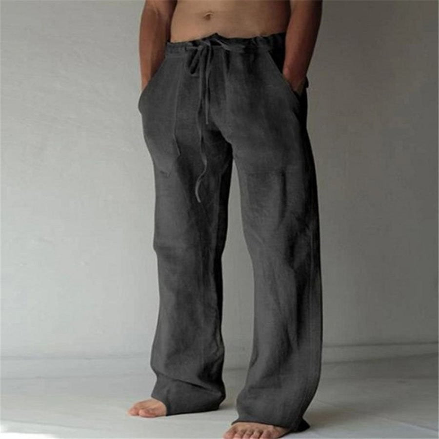Herren Leinenhose Atmungsaktiv Beige - Eveloria