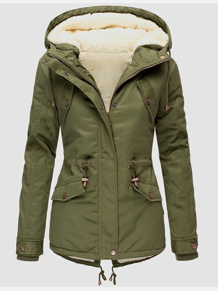 Damen Winterjacke Fleecefüllung Verstellbare Kapuze