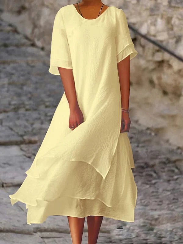 Eveloria Damen Blockschlitzkleid Eleganz