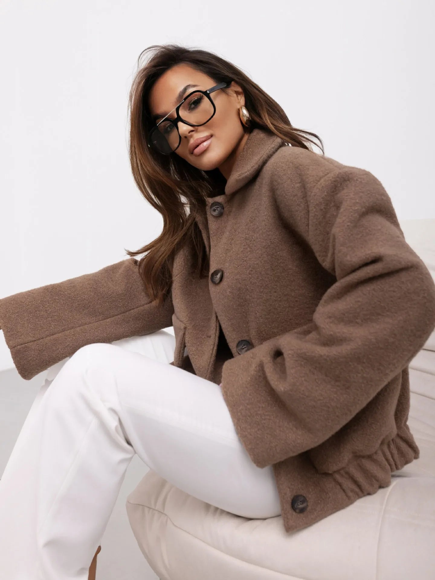 Damen Kurzjacke Große Taschen Alltag