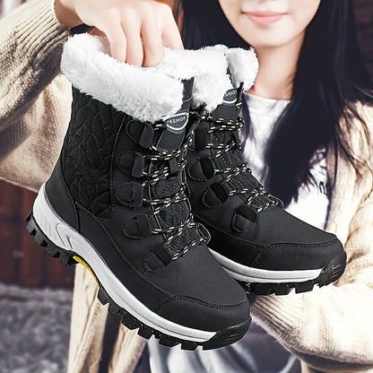 Damen Winterstiefel Schnürung Runder Kappe Warmes Innenfutter