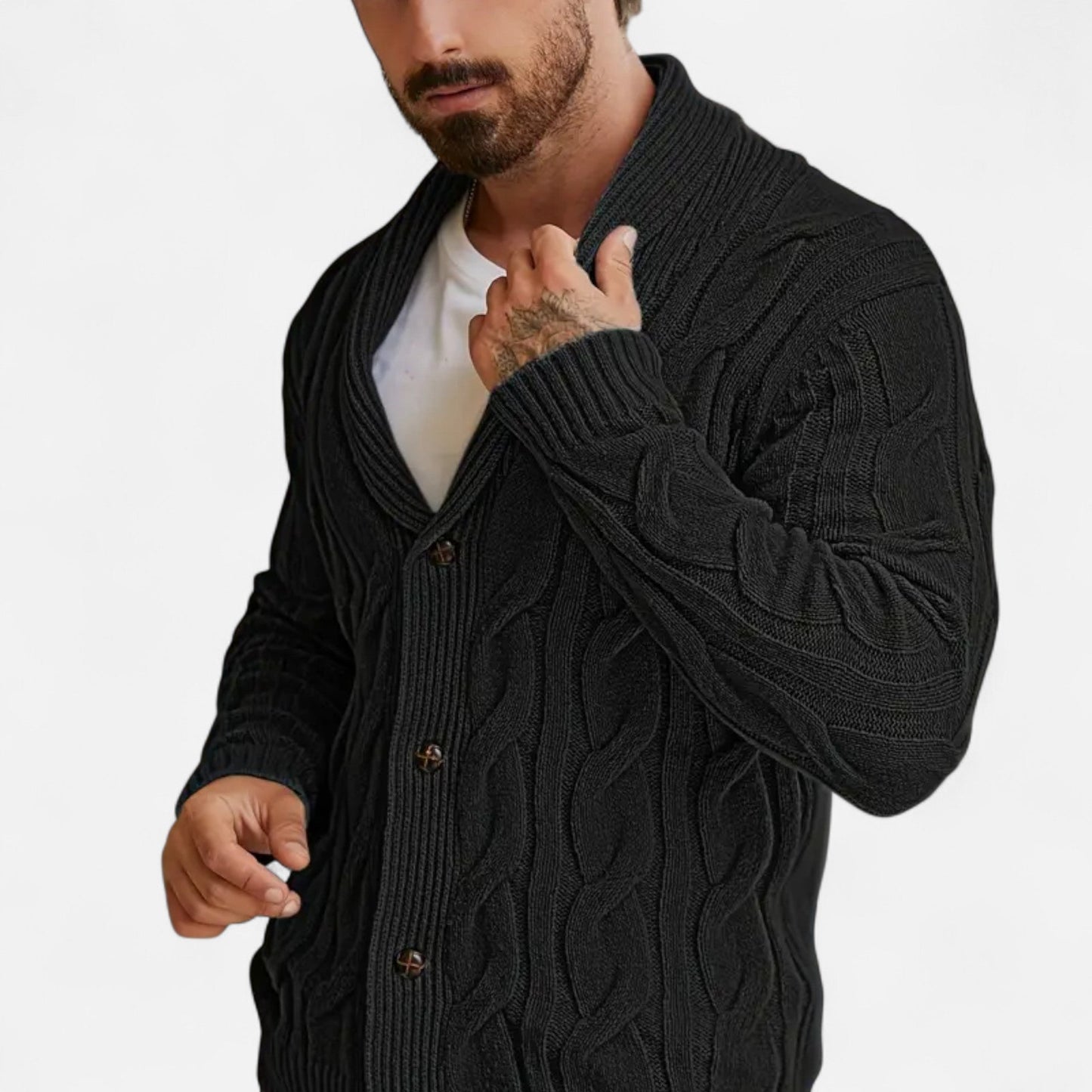 Herren Strickcardigan Klassisch Knöpfe Braun
