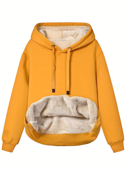 Eveloria Damen Fleece-Hoodie Warm Beige