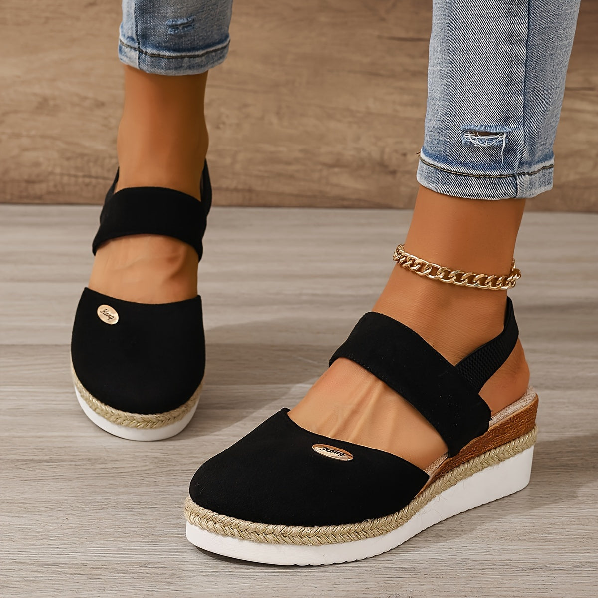 Damen Sandalen Plattform Rutschfest Elastisch